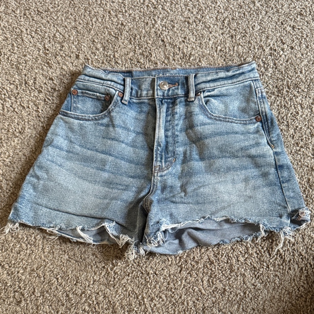 American Eagle Outfitters Super Hi Rise Light Blue Jean Shorts
